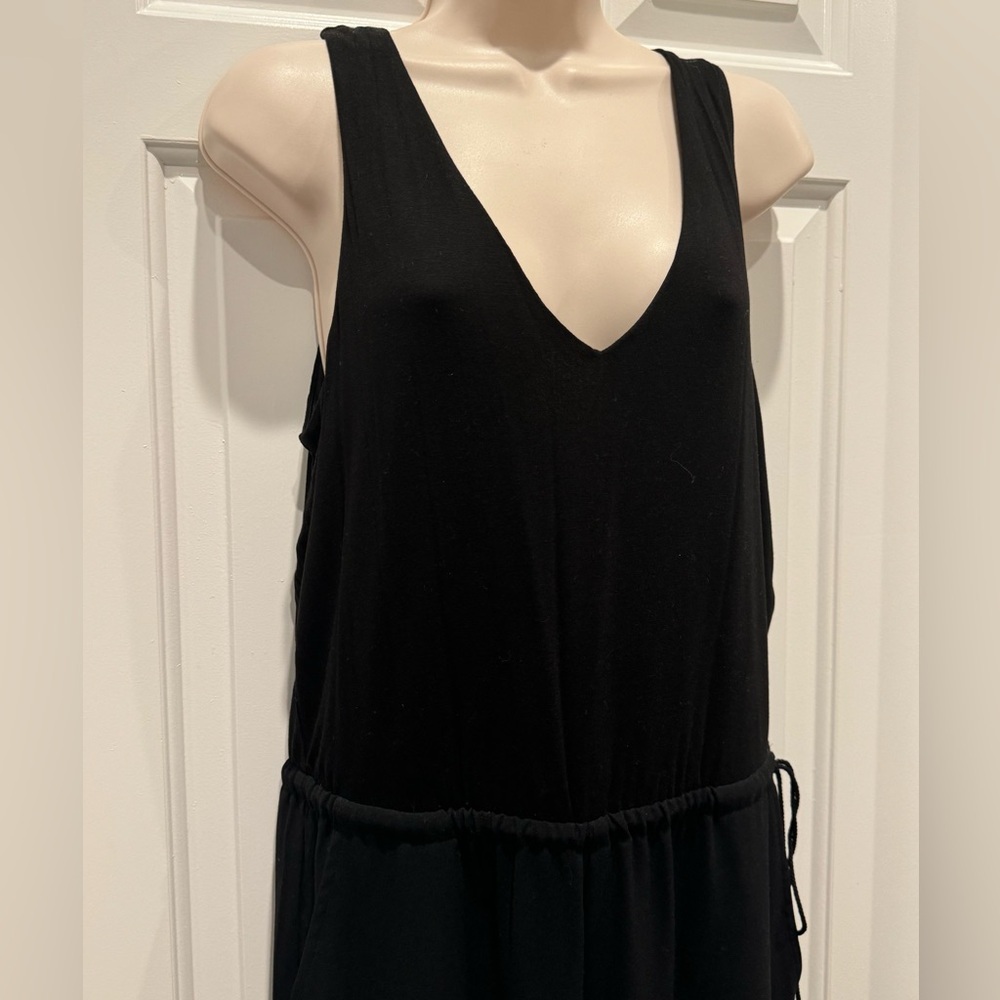 Loft Black Jumpsuit vneck and tassels size 6 chic straight leg one piece - Picture 2 of 7